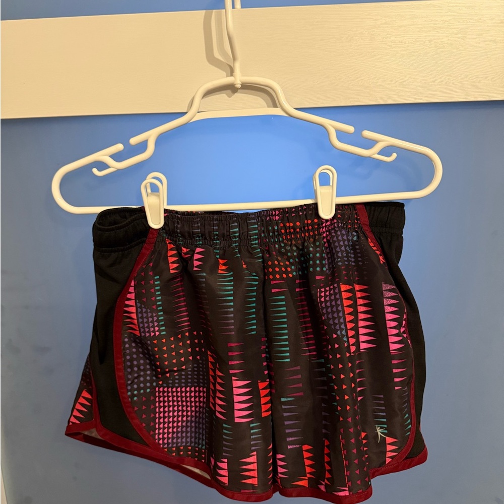 Womans Black Athletic Shorts with Neon Geometric Print